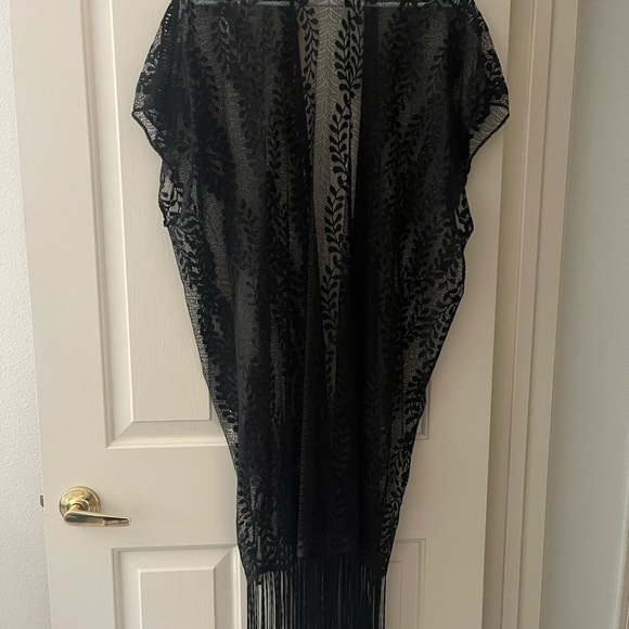 Black Ivy Lace Fringe Designated Arm Kaftan One Size - Picture 5 of 5